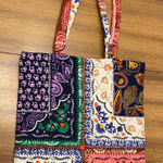 Quilted 13x15 100% Cotton Shopping Tote Cottagecore Boho Country Farmers Market‎ Blue Photo 0