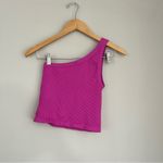 NikiBiki Hot Pink Seamless Ribbed One Shoulder Crop Top Size Medium Photo 3