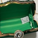 Emerald Crystal Evening Clutch with Gold Chain Green Photo 4