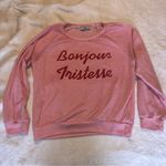 Adika Pink Bonjour Tristesse Crewneck Sweatshirt Red Writing Long Sleeve Small Photo 0