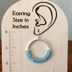 Marlyn Schiff Silver Tone Turquoise Beaded Hoop Trendy Earrings Hook Clasp New Photo 5