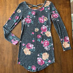 No Boundaries  long sleeve gray floral dress Photo 0