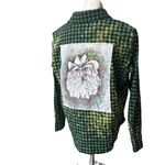A Rare Bird Christmas Distressed Cowboy Santa Plaid Flannel Shirt, Sz S/M Green Size M Photo 4