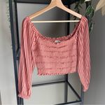 American Eagle Striped Smocked Crop Top Photo 0