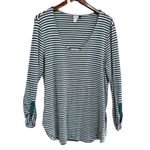 Anthropologie  Akemia Kin Striped V-Neck Long Sleeve Tunic Top Green White Photo 8