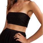 Cynthia Rowley  Crop Top Women XS Black Rhinestone Mesh‎ Strapless Bandeau Party Photo 0