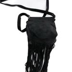 EXPRESS Black Suede Fringe Mini Crossbody Bag Boho Festival Style Photo 3
