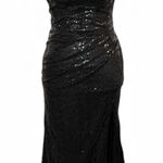 Black Sequin Evening Gown sleeveless prom formal whimsi goth chic Size 0 Photo 0