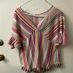 Kori  America  Fringed Multi-color Boho Top S Dopamine Costal Cowgirl Festival Photo 2
