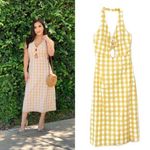 Sugar Lips Gingham Midi Dress Size Medium Yellow White Tie Front Halter Sz M New Photo 2