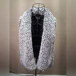 cupio  Black Textured Fabric Cozy Gray Sherpa Vest Photo 5