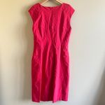Adrianna Papell Pink Cap Sleeve Sheath Dress Womens Size 14 Pleated Split Neck Photo 6
