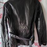 Gap  Women's Black 100% Genuine Leather Belted Zipper Moto Jacket Coat Size XS Photo 4