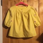 Vintage Unbranded Yellow Purple Floral Embroidery 3/4 Bishop Sleeve Top EUC M Size M Photo 0