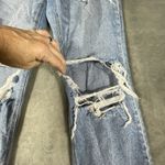 American Eagle Jeans Women 12 X- Long Curvy 90s Straight Leg Ripped Stretch Blue Photo 2