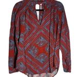 Free People Walking On A Dream Keyhole Pullover Tunic Red Blue Small Boho Hippie Photo 0