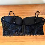 Lulus Women’s‎  Black Lace Padded Long Line Bra Velvet Details Size XL Photo 3