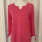 Talbots New  Woman’s Pink Sweater notched neck tie 3/4 length sleeves, Sz MP Photo 11