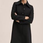 MNG Women's Black Button Down Collared Long Sleeve Long Coat Jacket Size S Photo 0