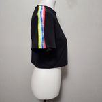 SikSilk Black Logo Stipe Cropped Short Sleeve Tee Size Large Photo 6