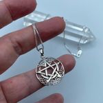Crescent Celtic Moon With Pentagram Sterling Silver Necklace Box Chain Photo 2