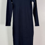 LEGOE Heritage sz 1 Long Sleeve Midi Dress Black Cotton Stretch Cozy Casual Photo 0
