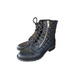 Liz Claiborne Liz Claiborne Reina Black Combat Biker Moto Quilted Ankle Boots Sz 7 Photo 2