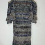 Cecilia Prado Crochet Lace Cold Shoulder V Neck Metallic Maxi dress Photo 9
