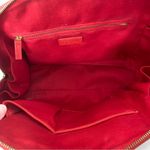 Stauer Red Gold Wheel Turnlock Zipper Handbag Satchel Purse Top Handle Bag Photo 4