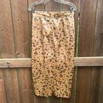 ZARA Floral Satin Peach Midi Skirt Sz M NWT Photo 2