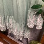 Fever Mint Green Flowy Off Shoulder Top W Eyelet Embroidery Blouse Shirt Large Photo 1