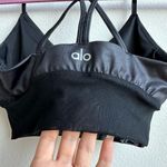 Alo Yoga  Lavish Bra Bralette Strapped Mesh Band Glossy Black Lurex Shine Size XS Photo 4
