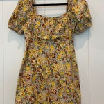 ASTR The Label Floral Puff Sleeve Mini Dress Cottagecore Women's Yellow Size M Photo 0