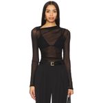 Enza Costa Long Sleeve Slash Top in Black Small New Womens Long Sleeve Blouse Photo 11