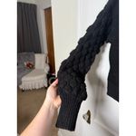 Harper Black Puff Balloon Sleeve Chunky Cropped Mock Neck Sweater Small Goth Photo 6