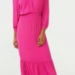 Scoop Hot Pink Blouson Midi Dress with Bow in Back sz XL Pink Photo 0