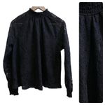 Ultra Pink  Black Lace Overlay Mock Neck Long Sleeve Blouse Size Large Whimsigoth Photo 14