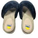 Maui Island Black Faux Fur Platform Wedge Slide Sandals Slippers Cork Footbed 10 Photo 5