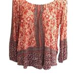 Lucky Brand  Off The Shoulder Blouse Floral Bohemian Long Sleeve Tunic Loose S Photo 3