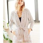 AYR  White Seagull Herringbone Pattern Belted Blazer Jacket Size L Photo 1