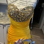 Yellow and Brown Strapless Dress Size 4 Photo 5
