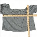 Charlotte Russe  Striped Puff Sleeve‎ Crop Shirt Black White XS Off The Shoulder Photo 10