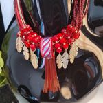 Trendy Red Boho Style Necklace Set Photo 2
