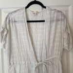 C&C California  Beach Cover Up ONE SIZE Linen/Cotton White Tie Front Boho Breezy Photo 2
