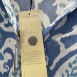 Christian Siriano Blue and White Button Down Shirt Abstract Pattern Print Collar Size L Photo 6