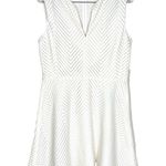 Tory Burch  Sz L White Chevron Mesh Fit and Flare Dress Sleeveless Photo 1