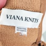 Vintage 80s 90s Viana Knits Brown Tan Sweater Gold Button Attached Fringe Scarf Size undefined Photo 7