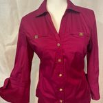 Anne Klein Deep Red Button-Down Shirt Photo 5