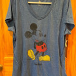 Disney Authentic Parks women's blue V-neck Mickey Mouse t-shirt size XL NWT Photo 0
