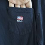 Brandy Melville  Navy Blue Long Sleeve Embroidered Flag Small Photo 2